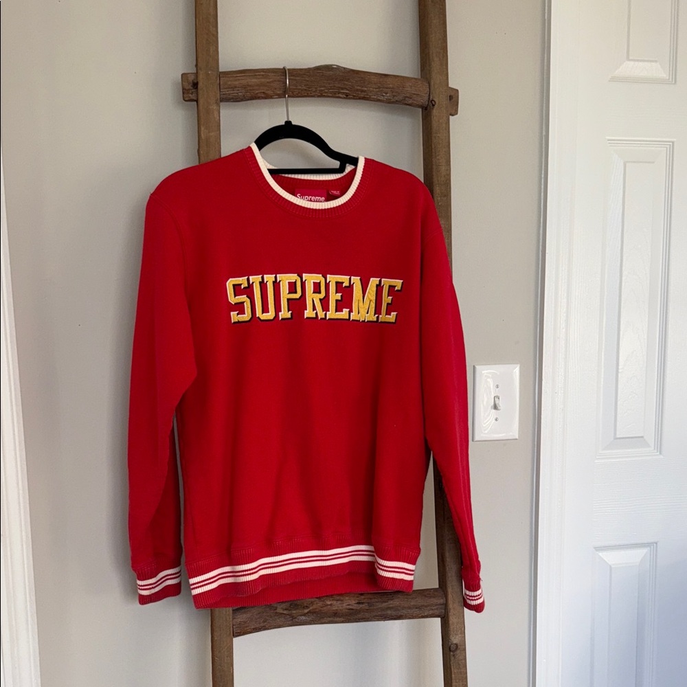 Supreme Red and Yellow Crewneck Sweater
